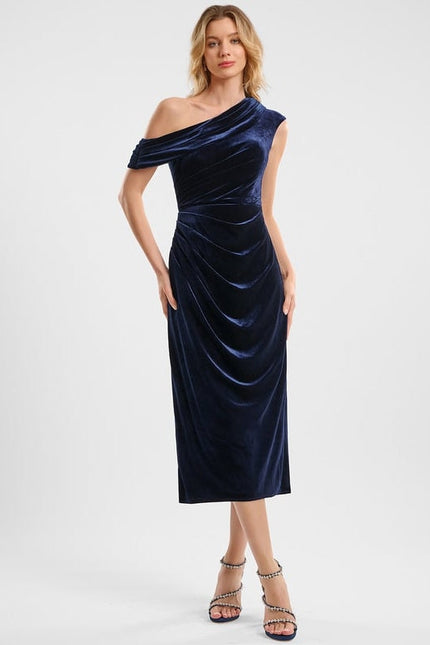 Robe Midi Velours Asymétrique - gallery 2