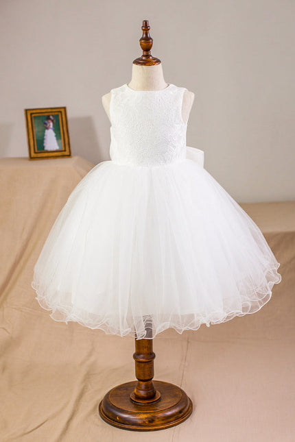Robe Midi Enfant Tulle Blanc - gallery 1