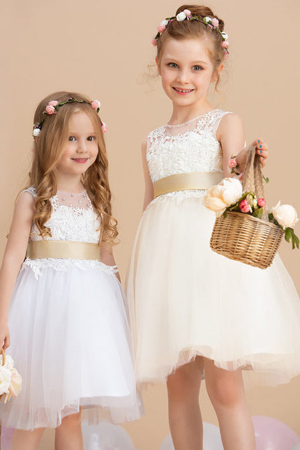 Robe Midi Enfant Tulle Doré - gallery 1