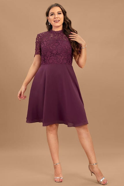 Robe Midi Élegante Bordeaux - gallery 9