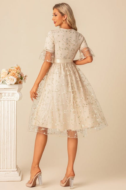 Robe Midi Fleurie Beige - gallery 3