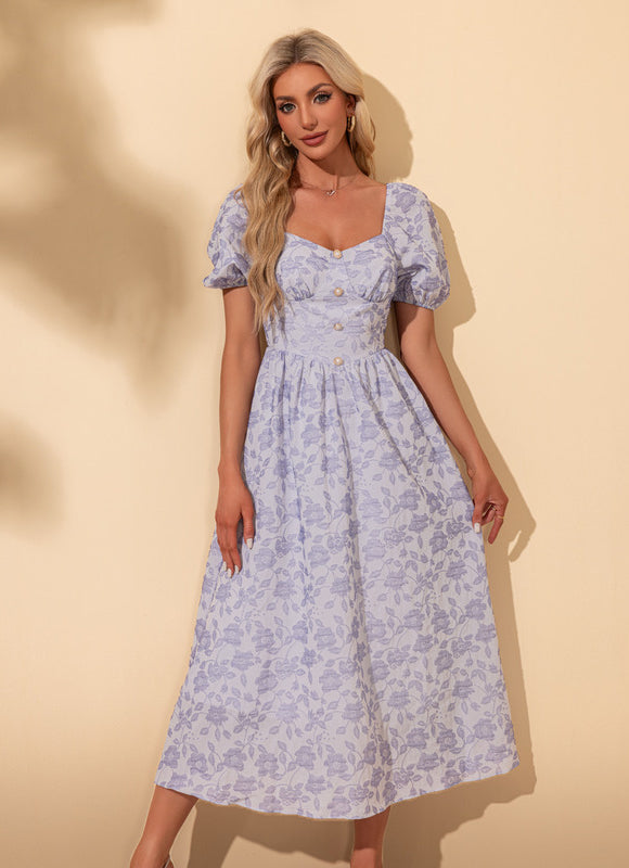 Robe Midi Rose À Volants - gallery 5