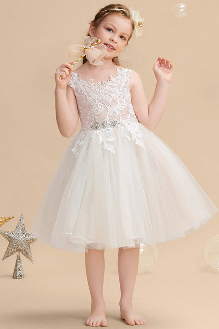 Robe Midi Enfant Dentelle Blanche - gallery 1