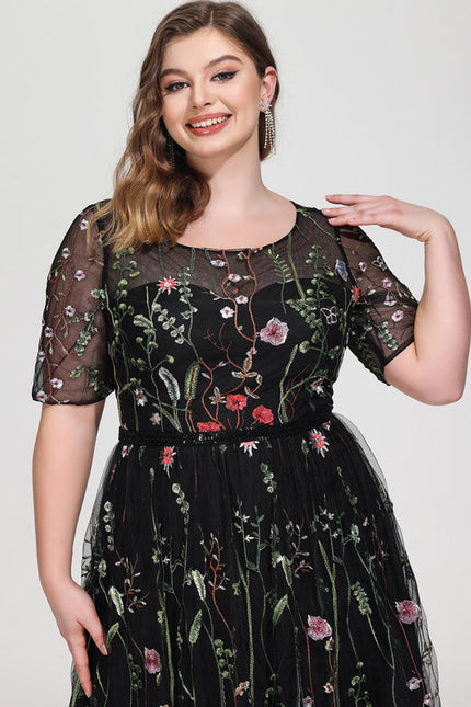 Robe Midi Fleurie Noire - gallery 9