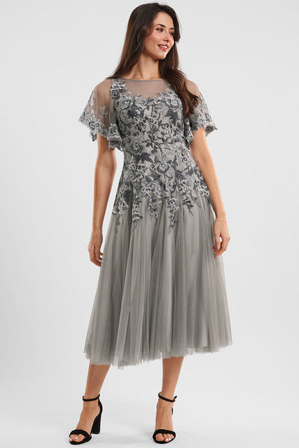 Robe Midi Tulle Argenté - gallery 2