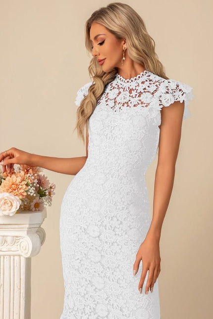 Robe Midi En Dentelle Bleue - gallery 9