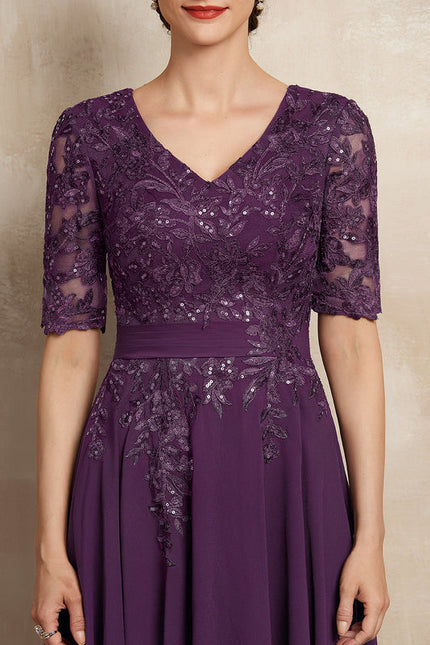 Robe Midi Violet Élégante - gallery 1