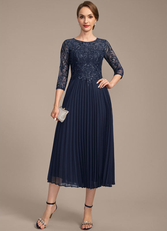 Robe Midi Marine Plissée - gallery 3