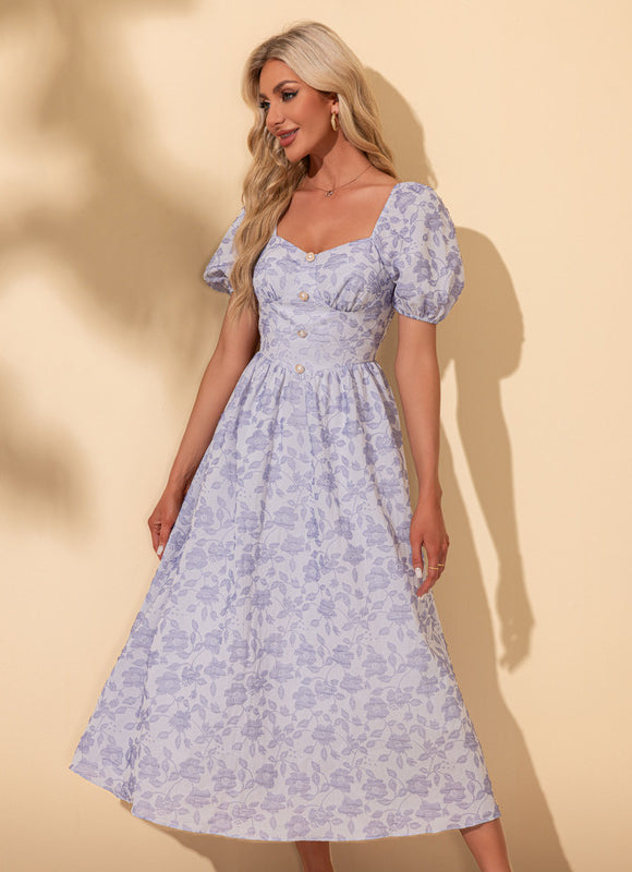 Robe Midi Rose À Volants - gallery 3