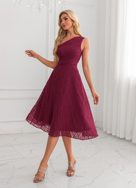 Robe Midi Bordeaux Ondulée