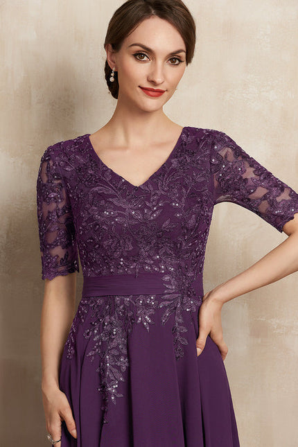 Robe Midi Violet Élégante - gallery 3