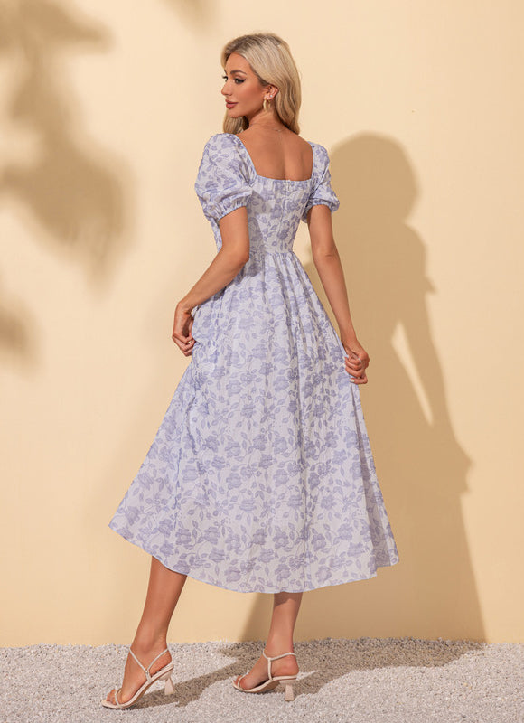 Robe Midi Rose À Volants - gallery 2