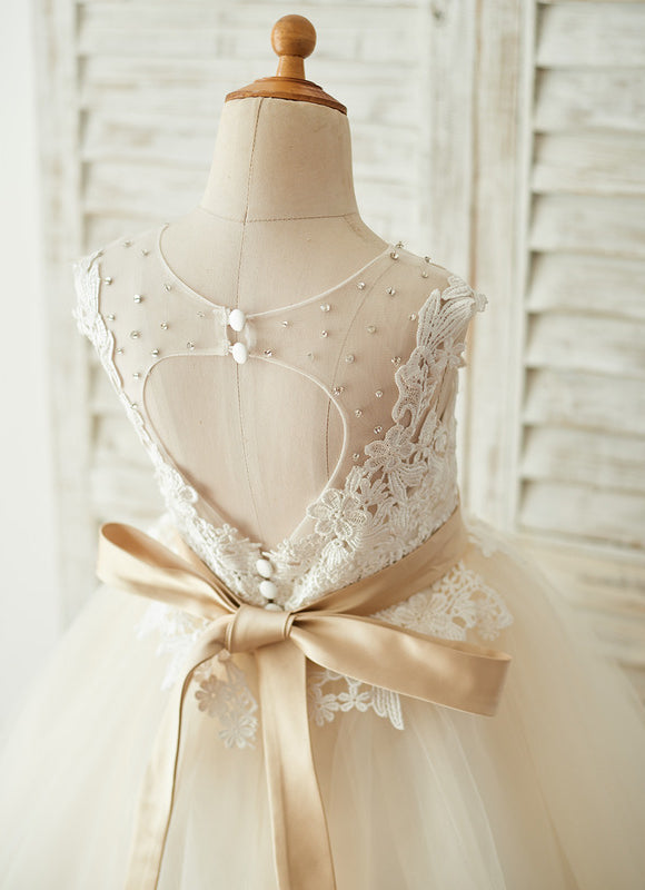 Robe Midi Enfant Tulle Doré - gallery 3