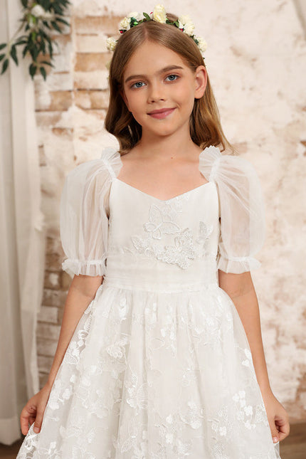 Robe Midi Enfant Dentelle Blanche - gallery 5