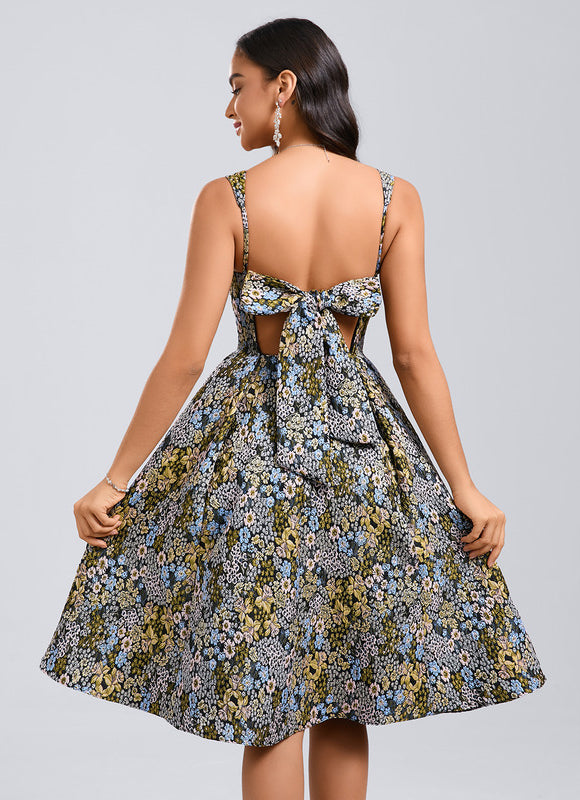 Robe Midi Col Carré Florale - gallery 3