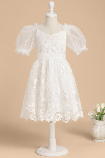 Robe Midi Enfant Dentelle Blanche - gallery 1