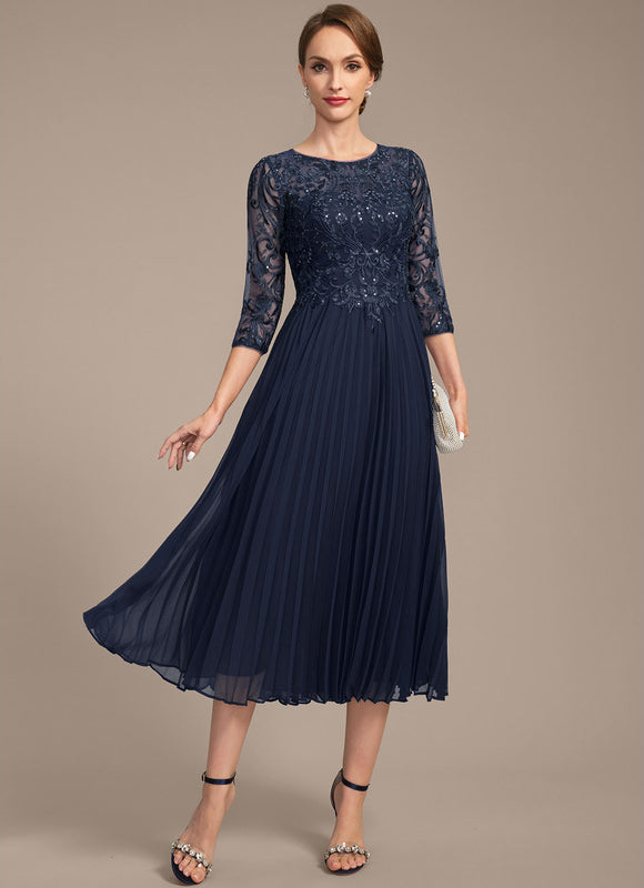 Robe Midi Marine Plissée - gallery 5