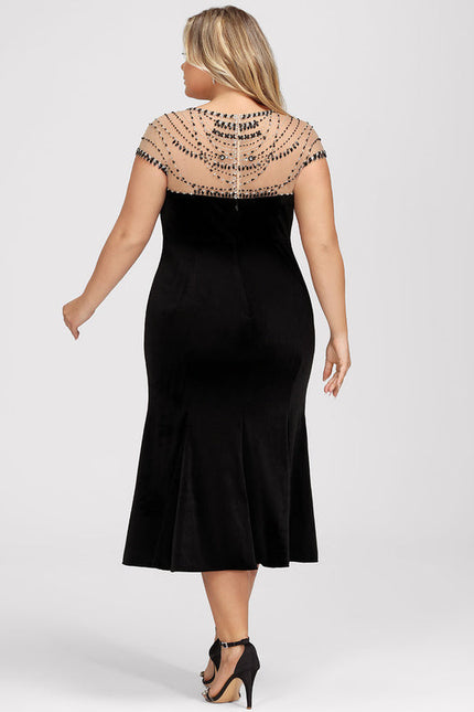 Robe Midi Velours Noir Élégante - gallery 7