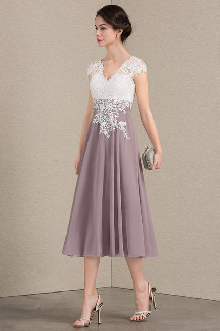 Robe Midi Violet Élégante - gallery 1