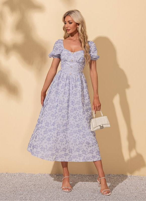 Robe Midi Rose À Volants - gallery 4