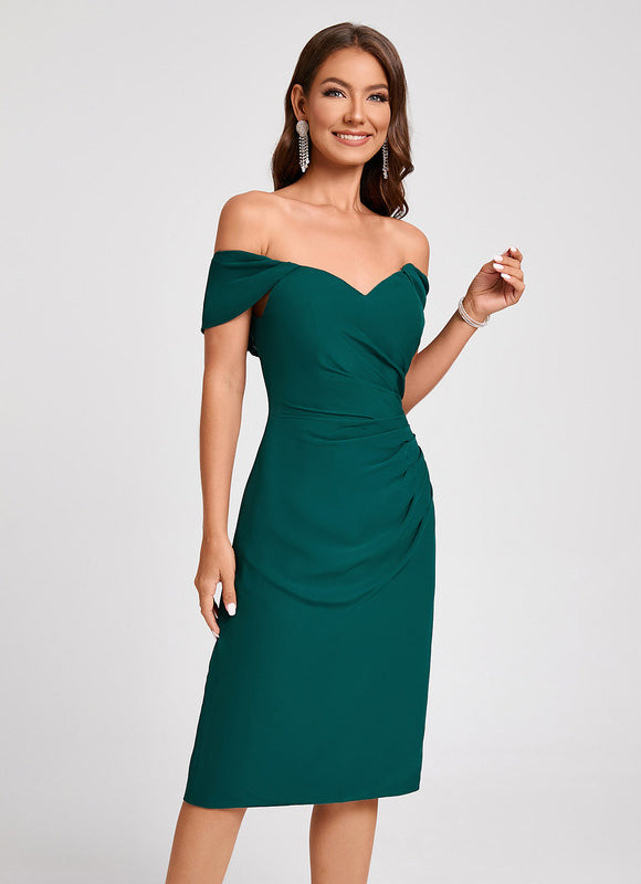 Robe Midi Émeraude Drapée - gallery 2