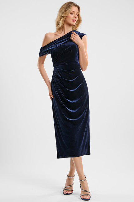 Robe Midi Velours Asymétrique - gallery 1