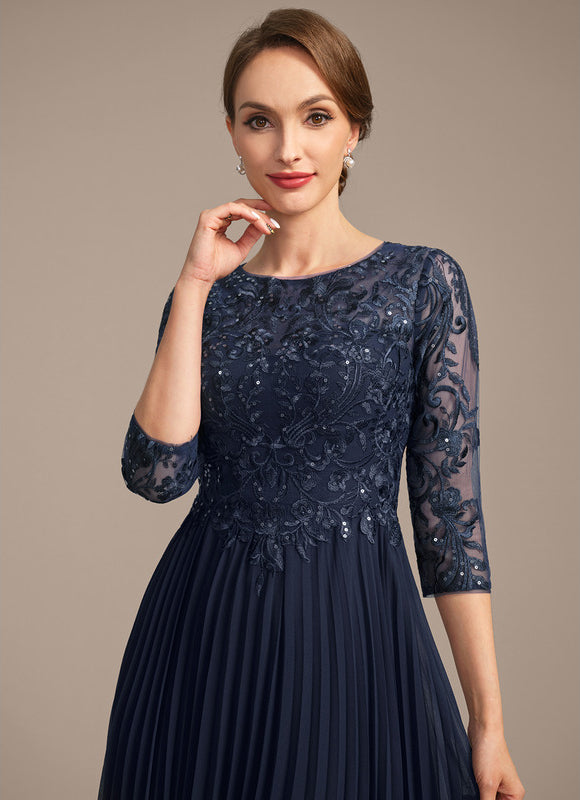 Robe Midi Marine Plissée - gallery 2