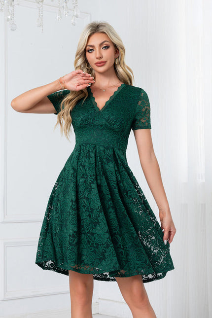 Robe Midi Verte En Dentelle