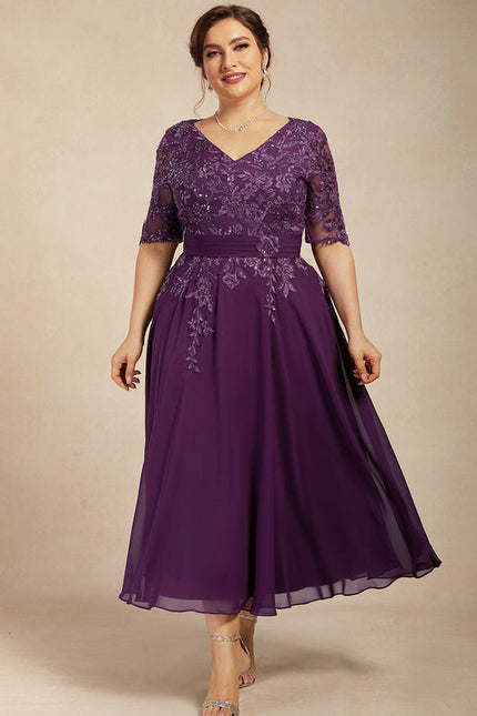 Robe Midi Violet Élégante - gallery 7