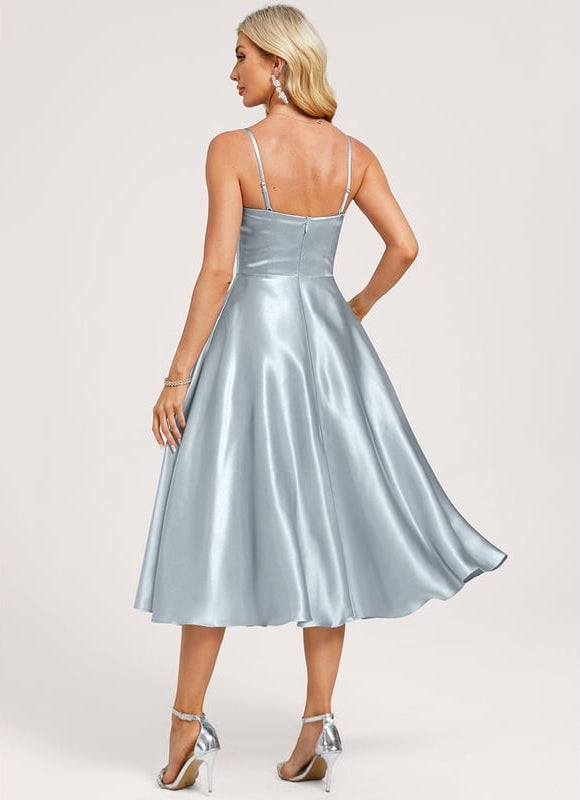 Robe Midi Satinée Ciel - gallery 4