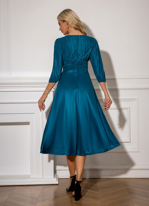 Robe Midi Satinée Émeraude - gallery 2