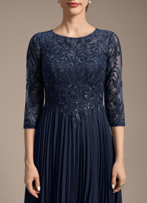 Robe Midi Marine Plissée - gallery 7