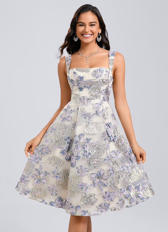 Robe Midi Col Carré Florale