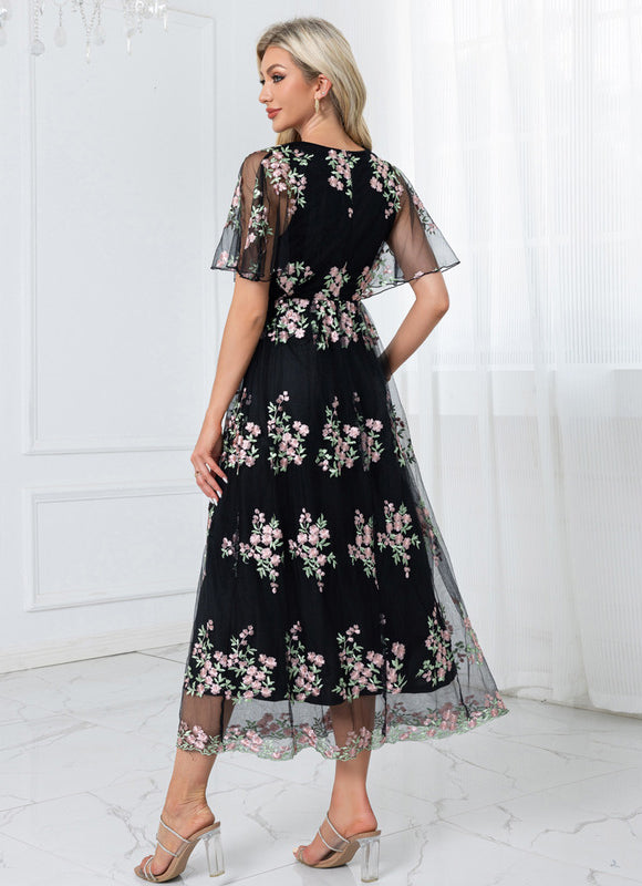 Robe Midi Évasée Fleurie - gallery 1