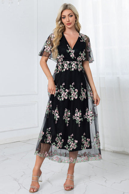 Robe Midi Évasée Fleurie - gallery 3