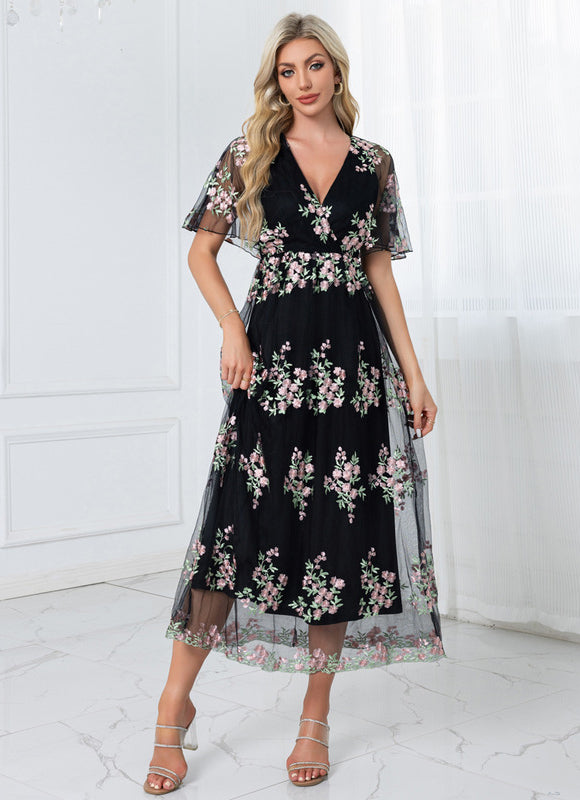 Robe Midi Évasée Fleurie - gallery 3