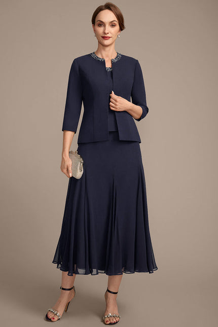 Robe Midi Veste Chic Mousseline