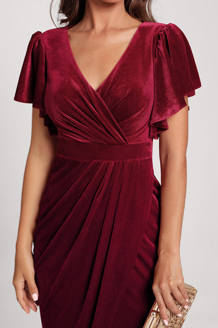 Robe Midi Velours Froncée - gallery 2