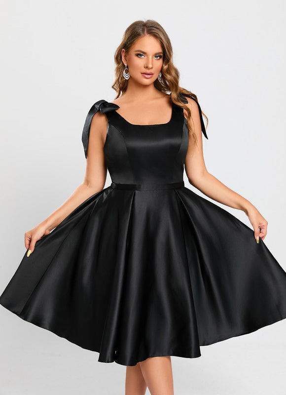 Robe Midi Satin Noir - gallery 8