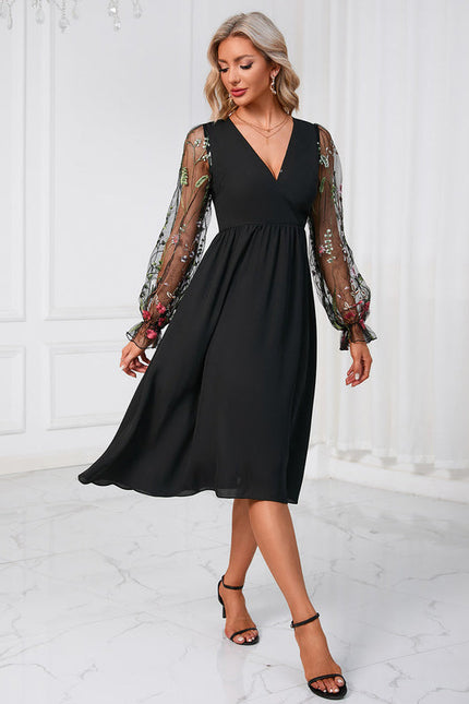 Robe Midi Tulle Brodée Émeraude - gallery 4