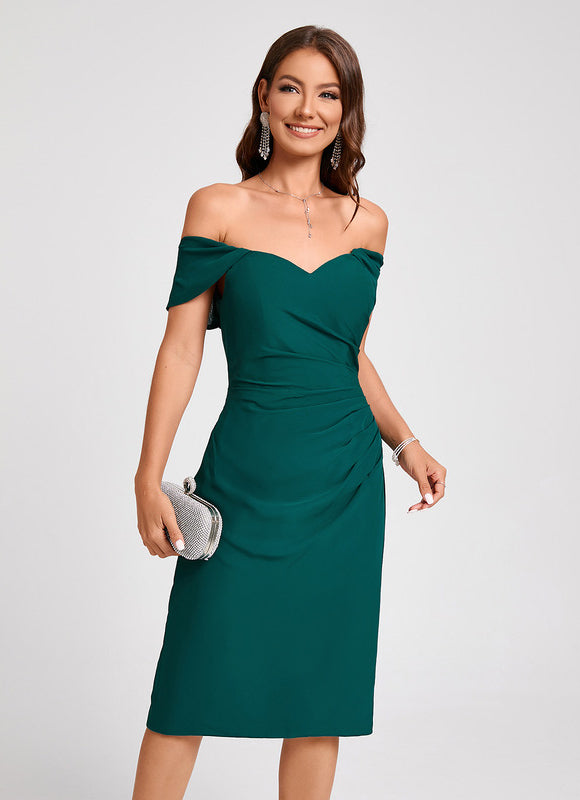 Robe Midi Émeraude Drapée - gallery 4