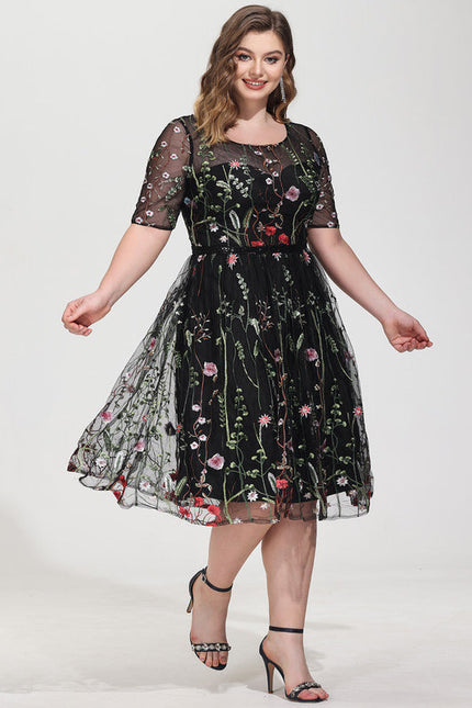 Robe Midi Fleurie Noire - gallery 5