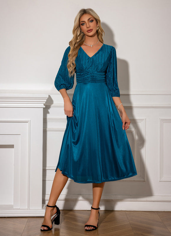 Robe Midi Satinée Émeraude - gallery 5
