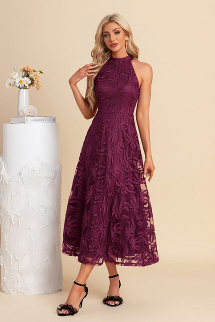 Robe Midi Florale Bordeaux - gallery 2