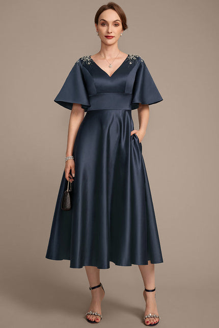 Robe Midi Éclat Marine