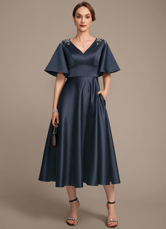 Robe Midi Éclat Marine