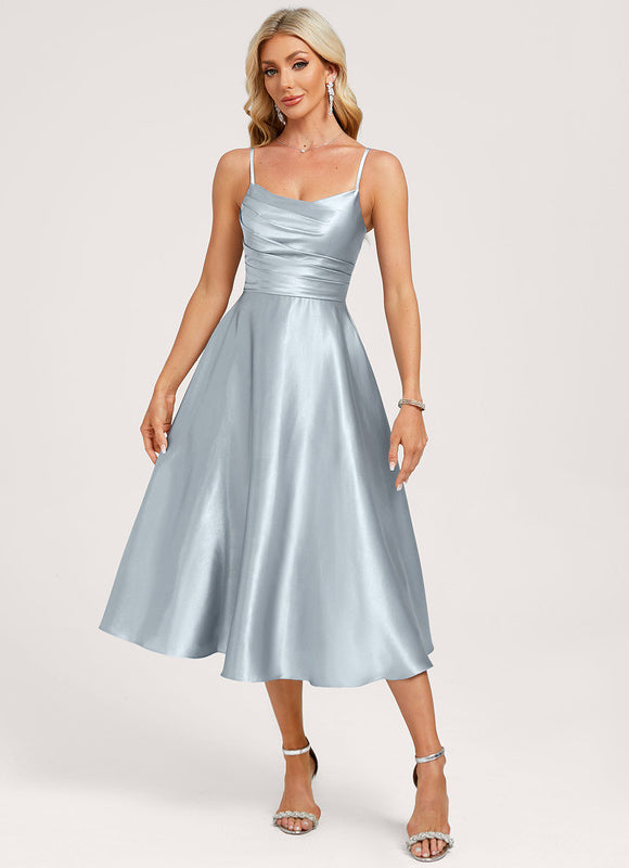 Robe Midi Satinée Ciel - gallery 2