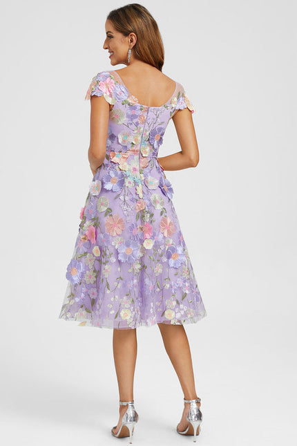Robe Midi Fleurie Lilas - gallery 6