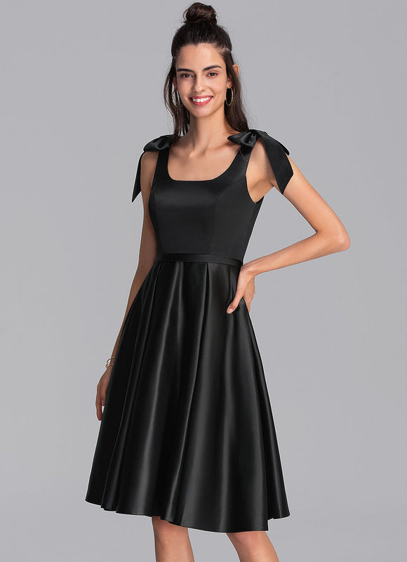 Robe Midi Satin Noir - gallery 2