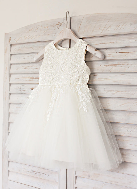 Robe Midi Enfant Tulle Satiné - gallery 1